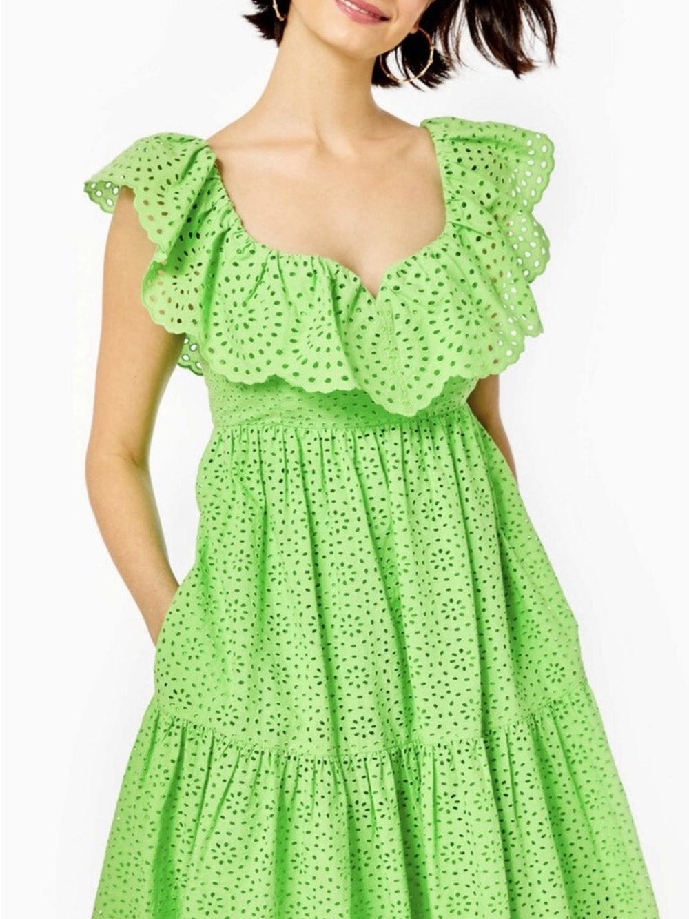 NWOT Lilly Pulitzer Asteria Eyelet Babydoll Dress Cabana Green Daisy Dreams Sz 2